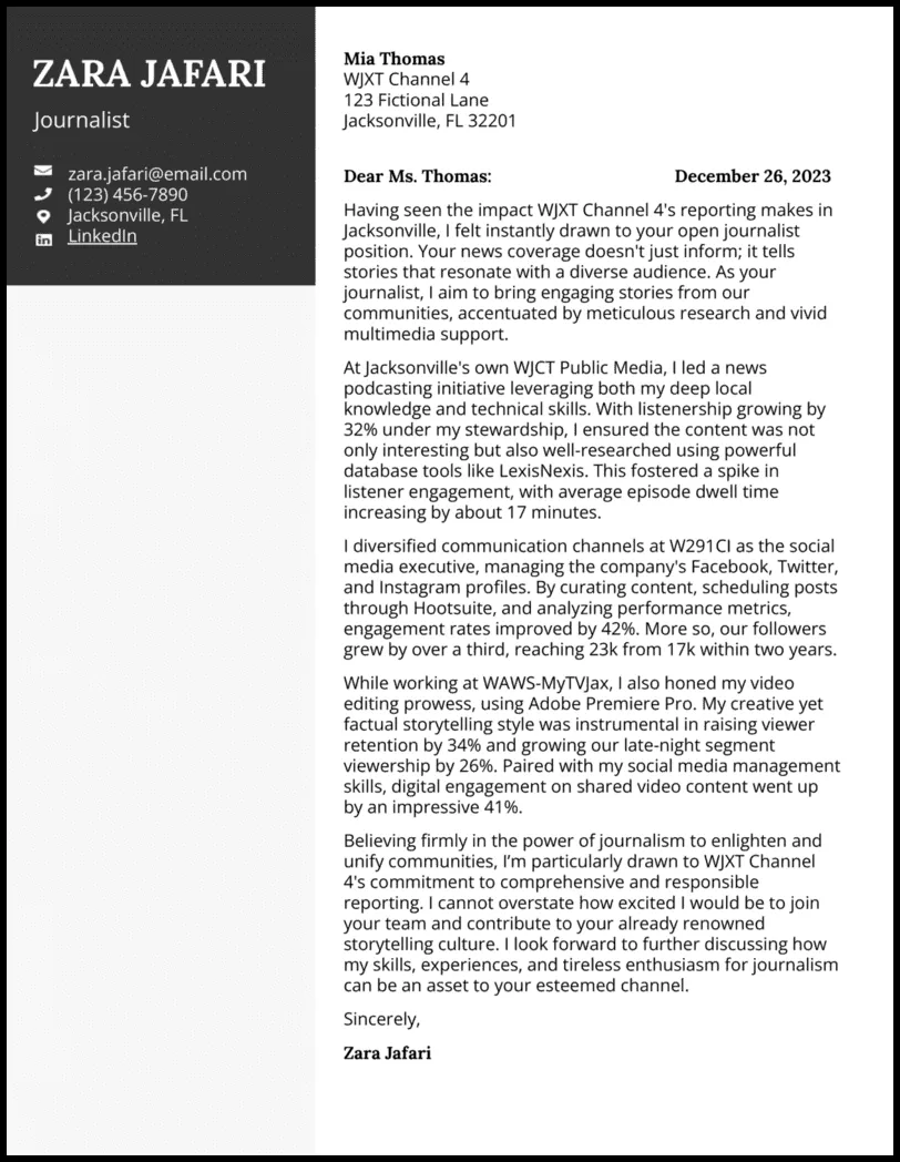31367 journalist cover letter passion