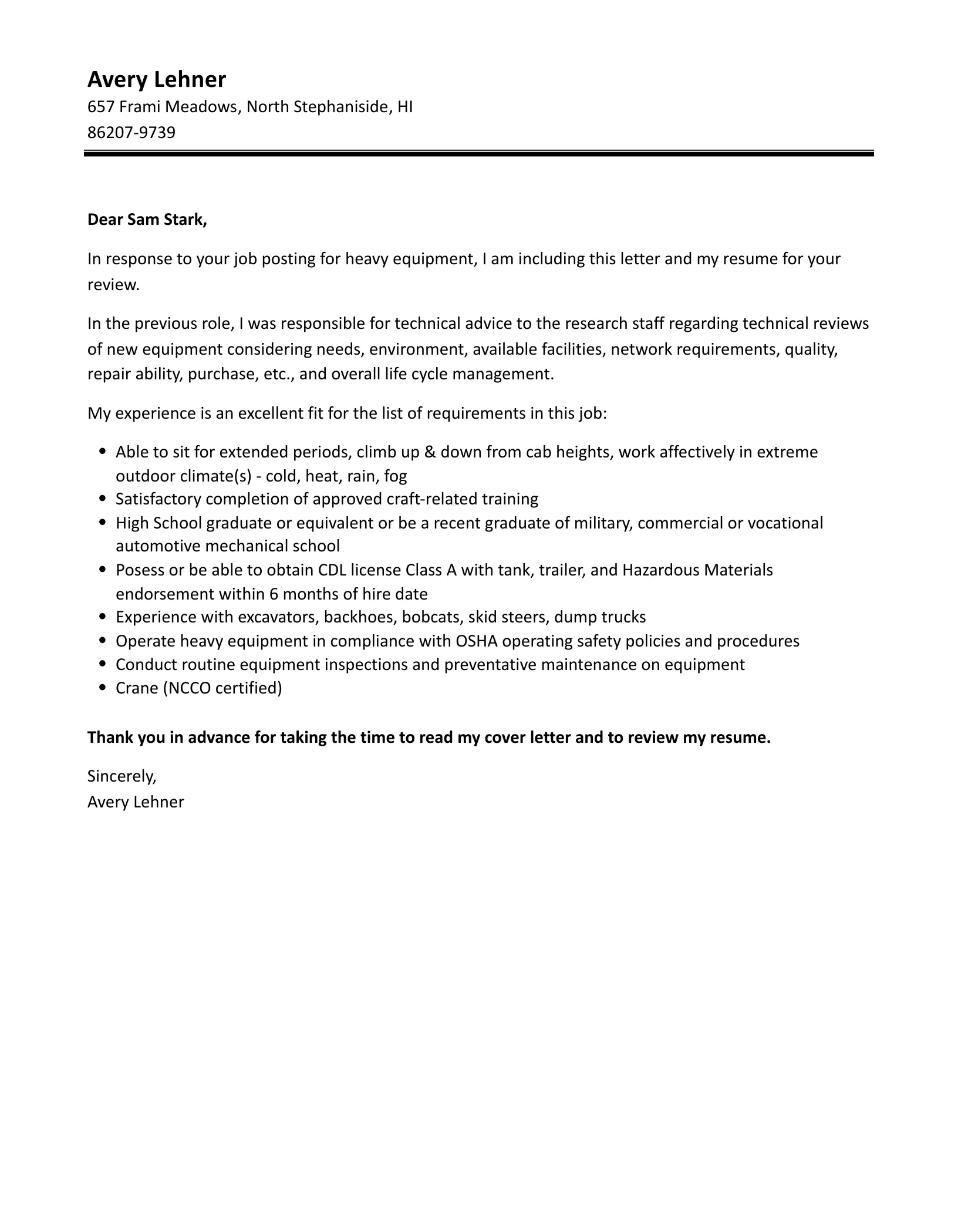 31371 operator job application