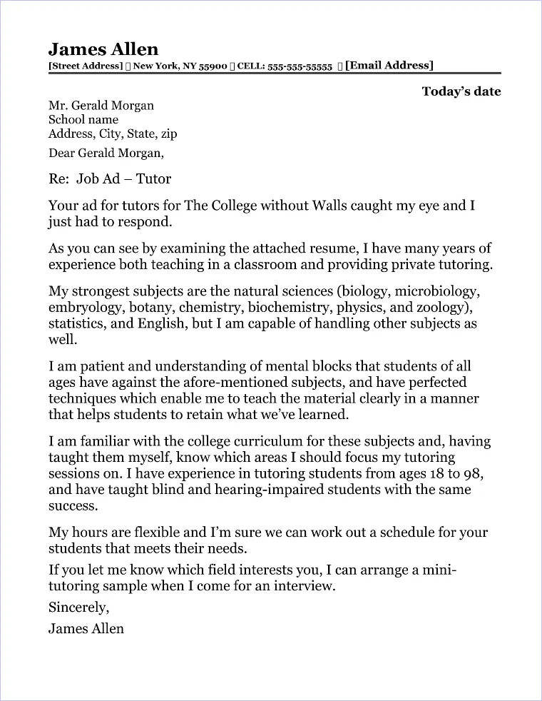 31372 tutor job cover letter 1