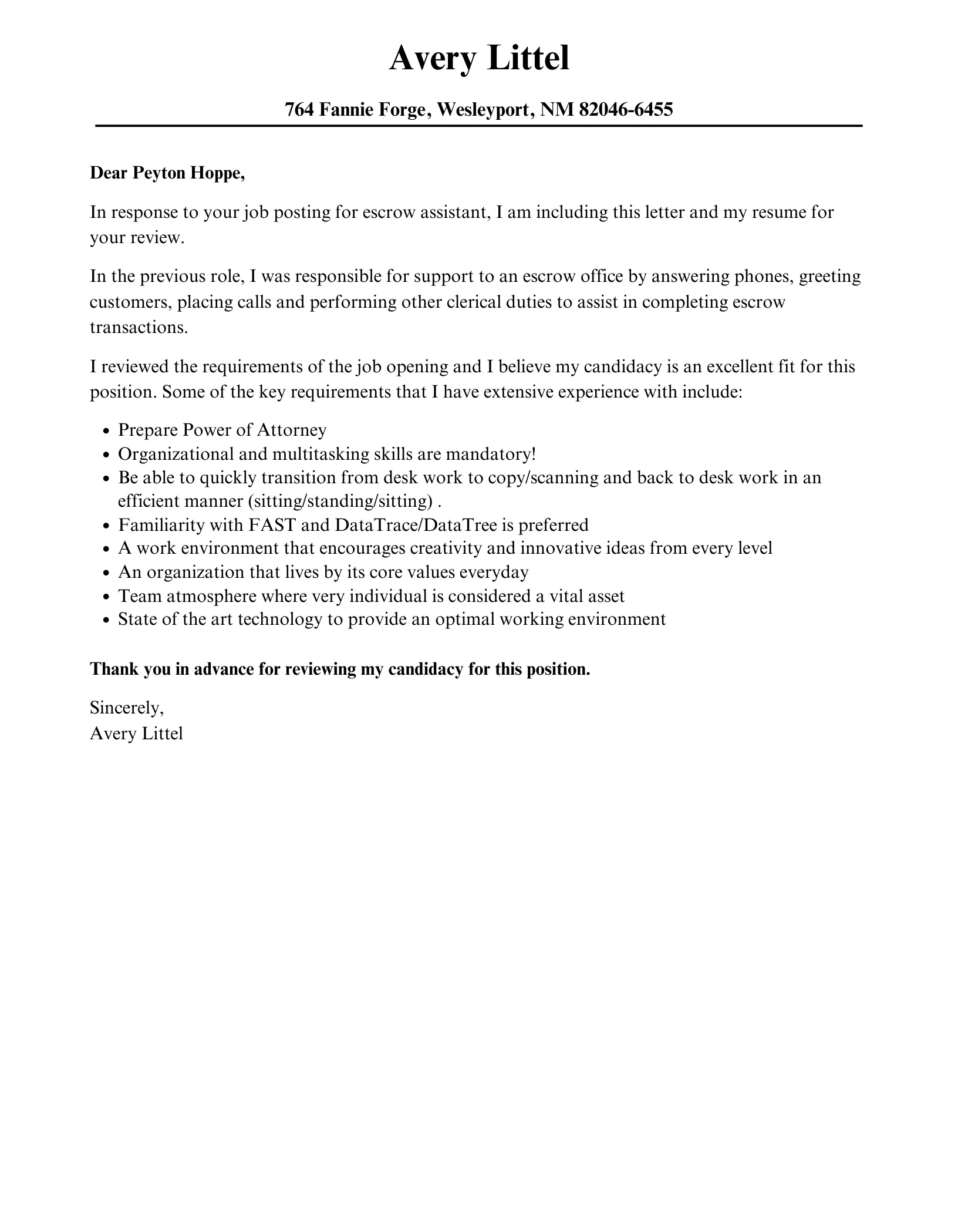 31378 escrow assistant role