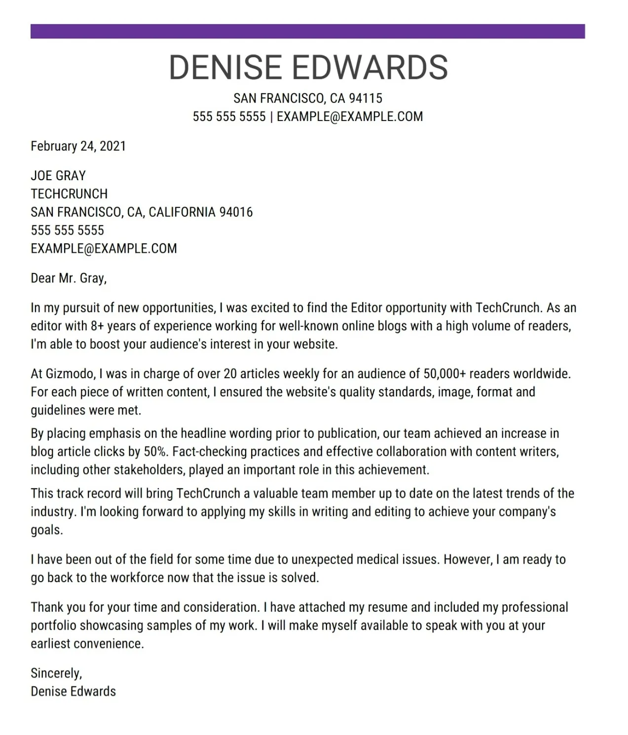 31398 cover letter formatting