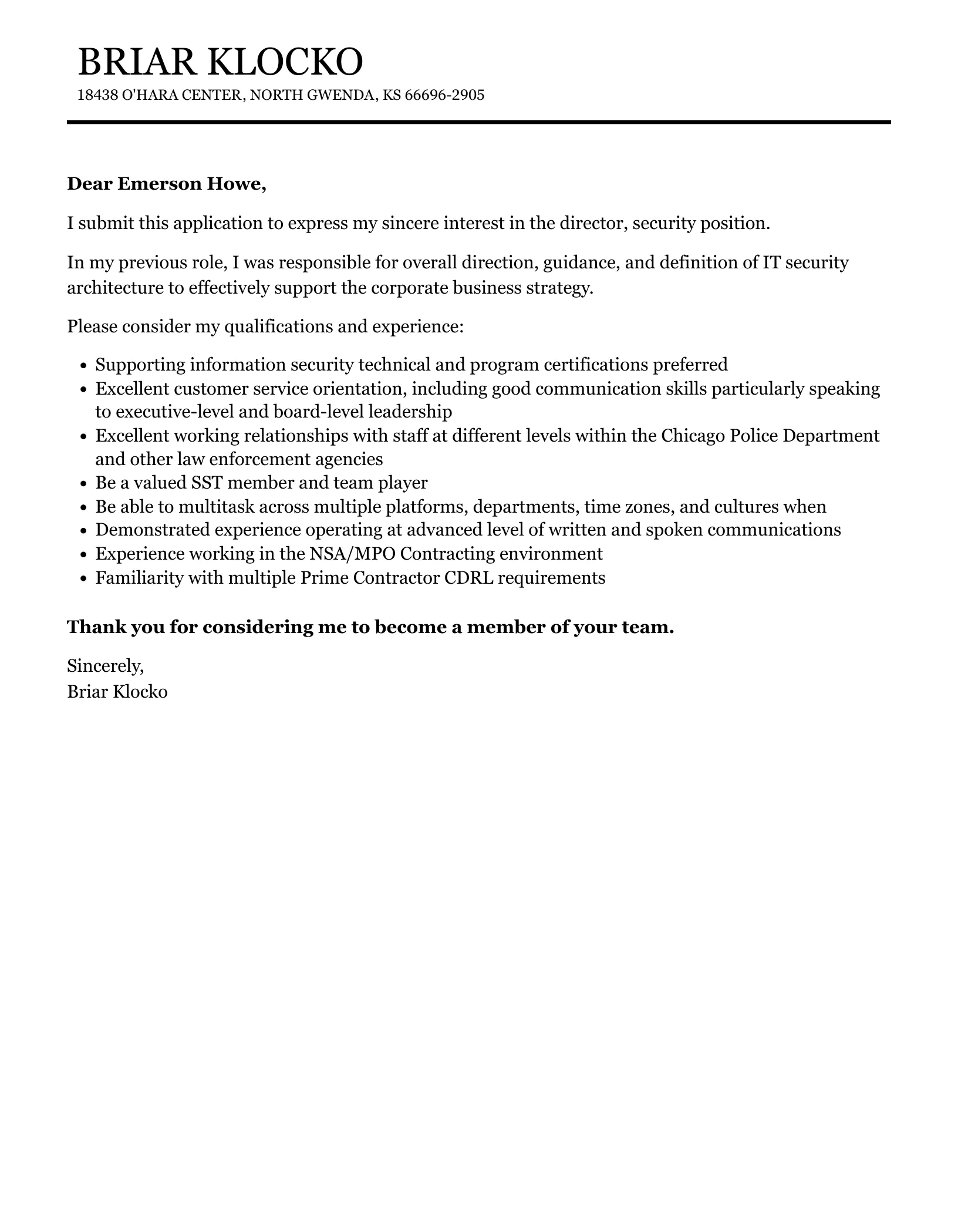 31404 director security cover letter examples