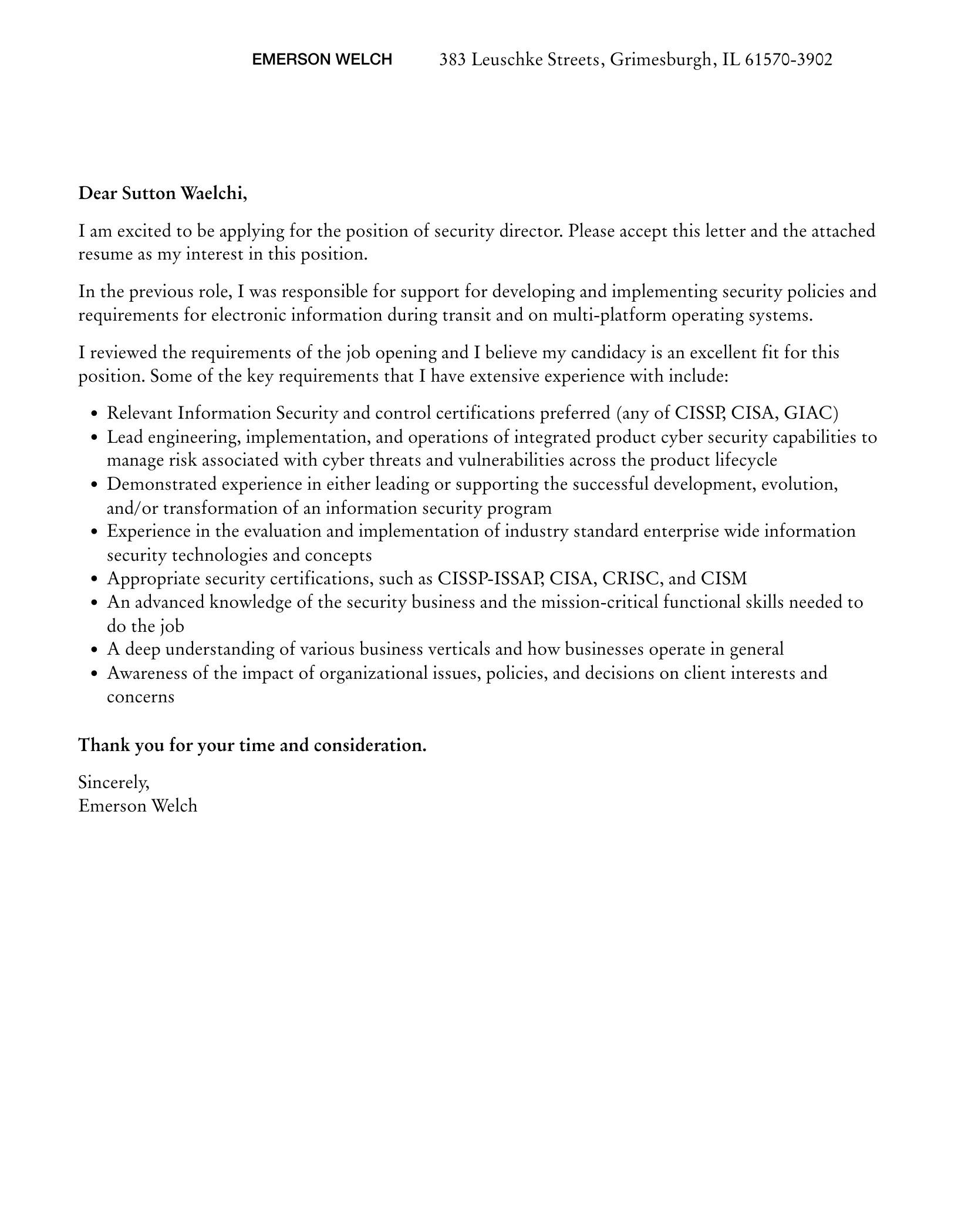 31404 director security cover letter formatting