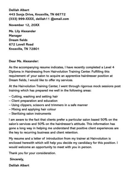 31406 hairdresser cover letter 6