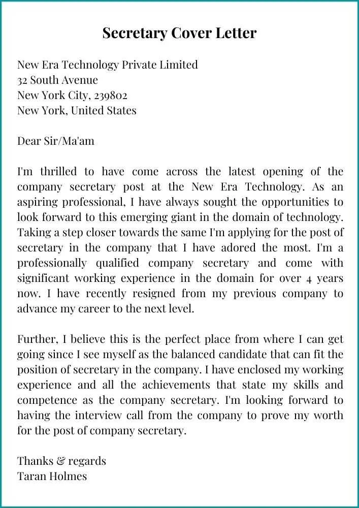 31427 secretary cover letter tips