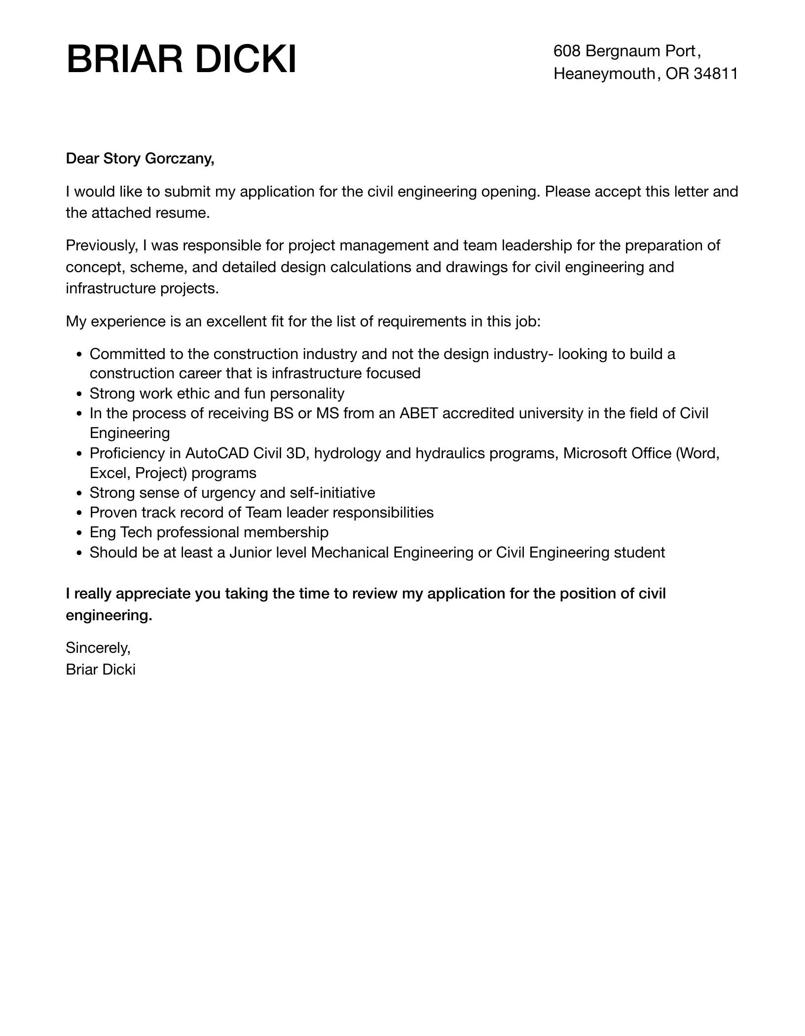 31433 cover letter formatting