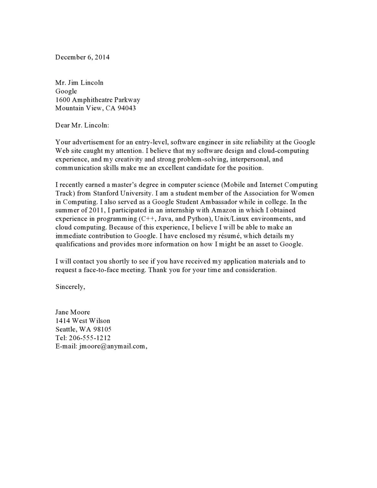 31435 cover letter structure