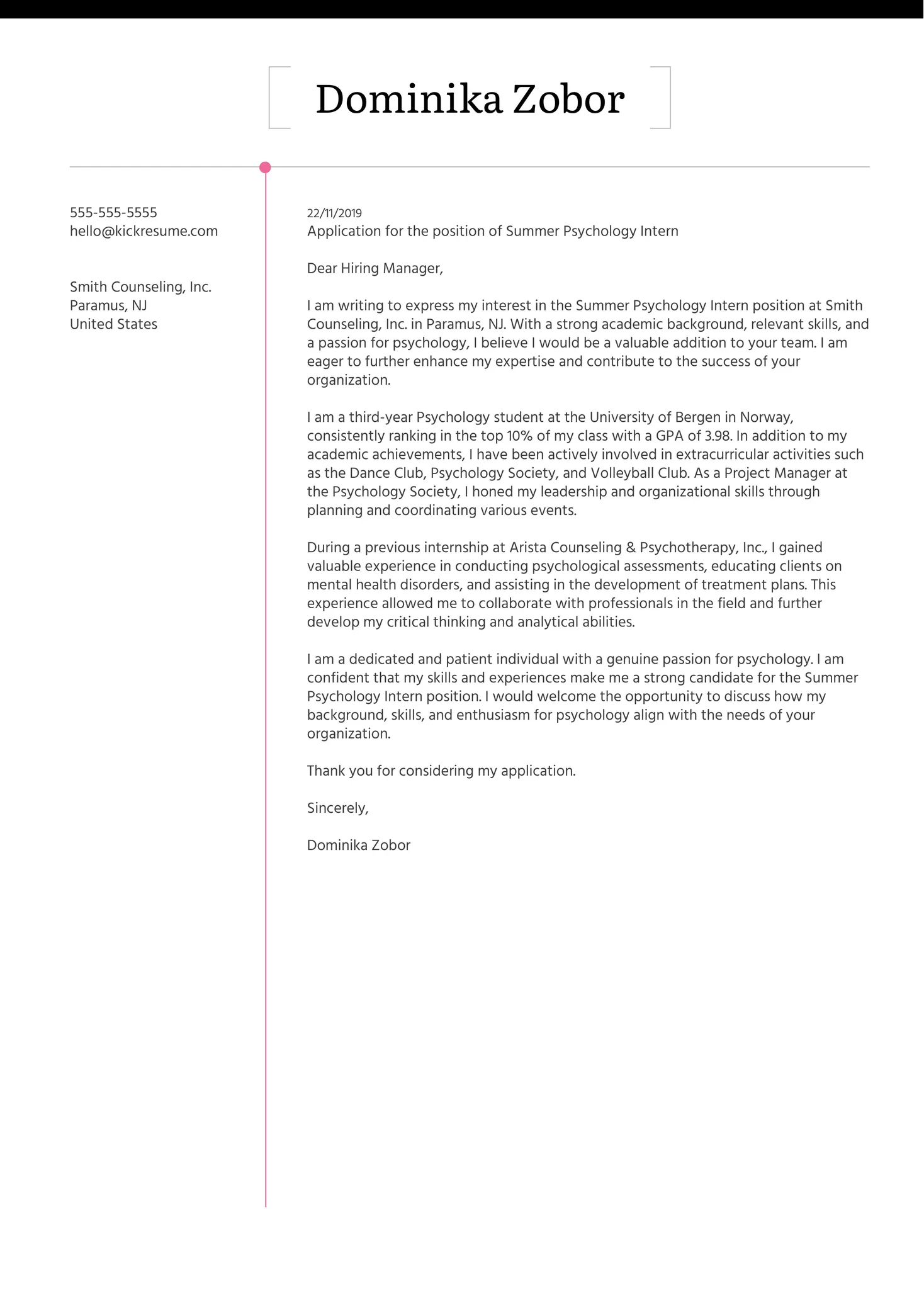 31439 psychology cover letter format