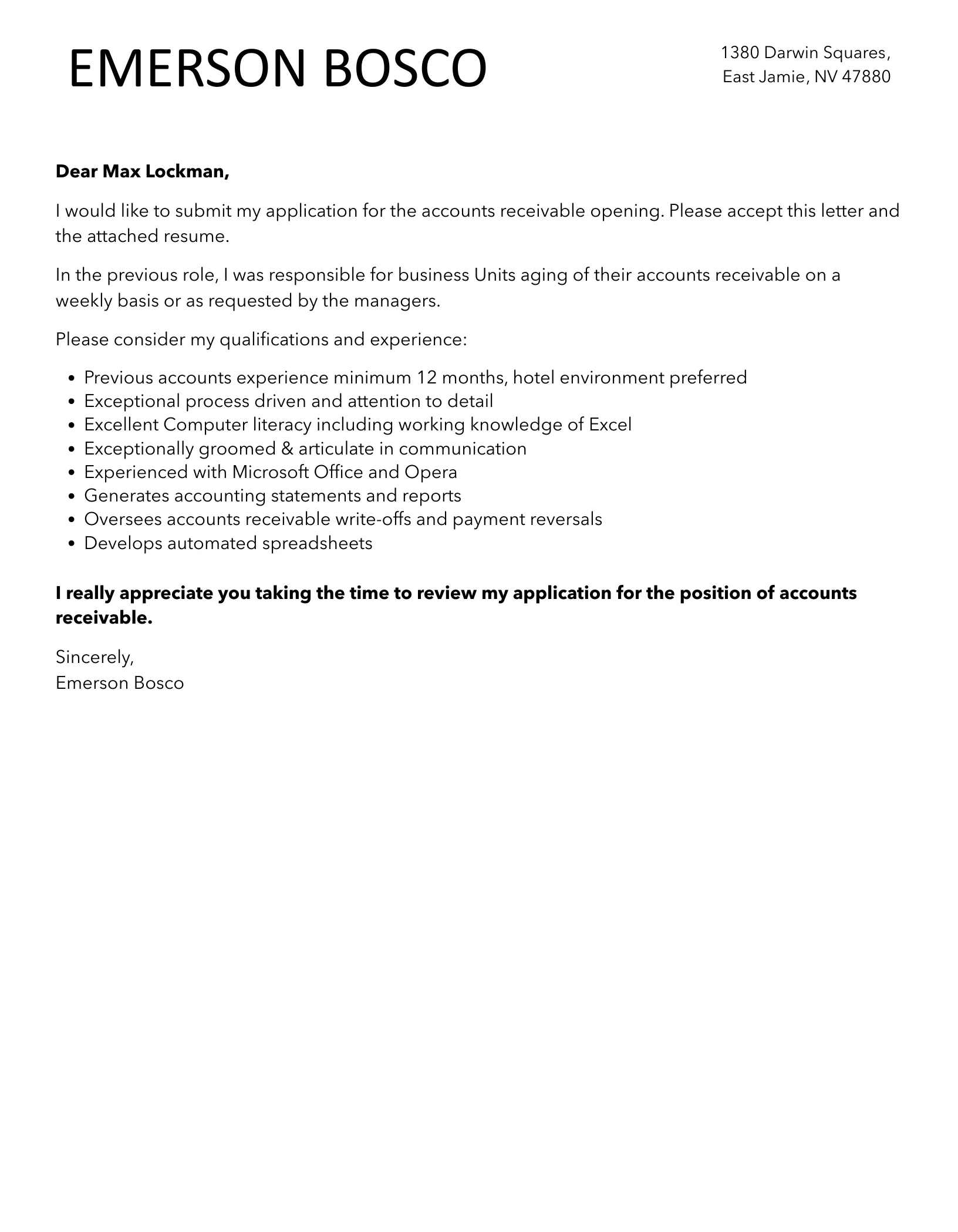31442 account receivable cover letter mistakes