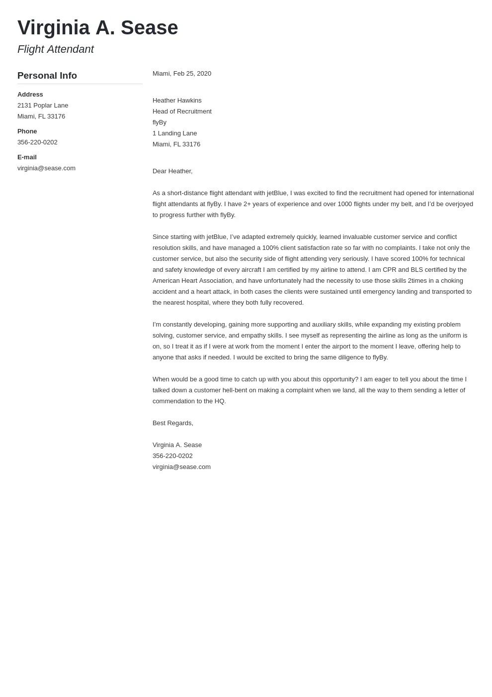 31452 flight attendant cover letter formatting