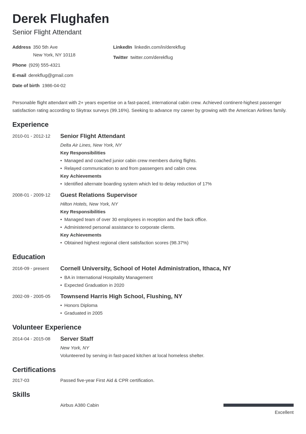31452 flight attendant cover letter writing